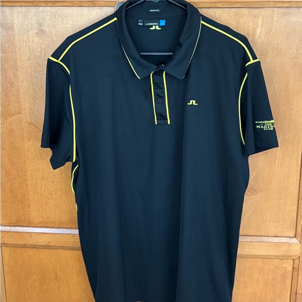 J Lindeberg Shirt Mens Sz XXL Black Golf Polo Short Sleeve Performance